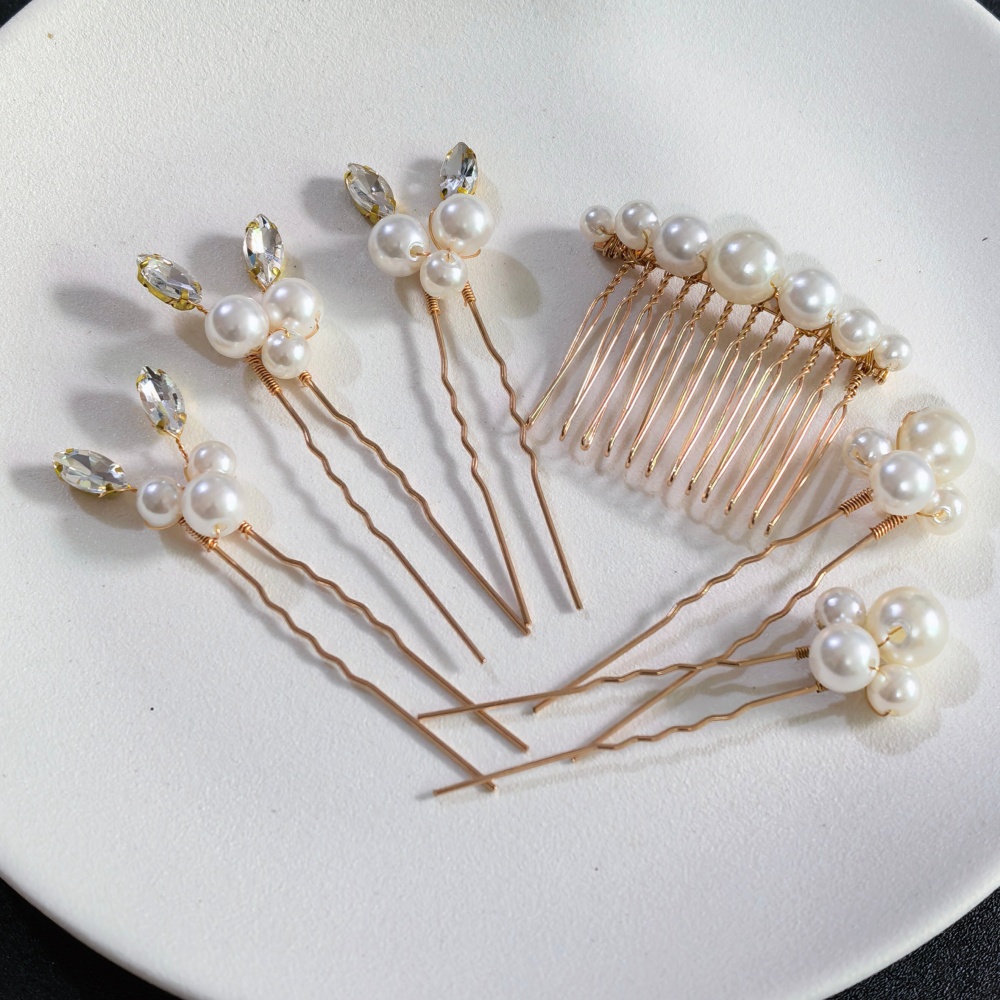 Women'S Formal Accessories - Pearl Crystal Hair Pins Comb Set