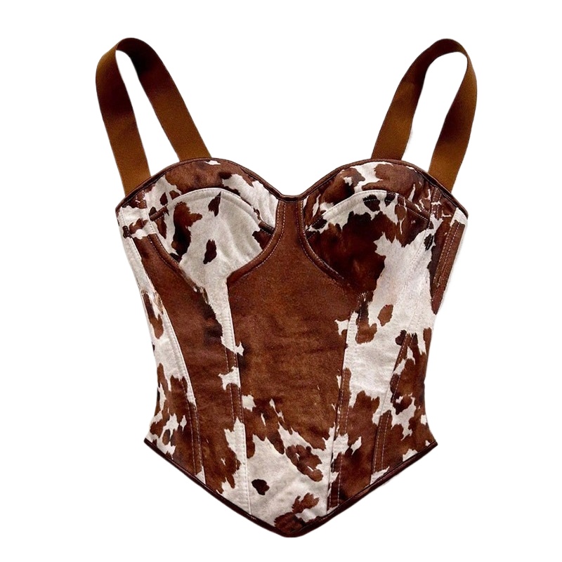 Women Cow Print Lace Up Corset - Women'S Vacation Accessories recension och pris
