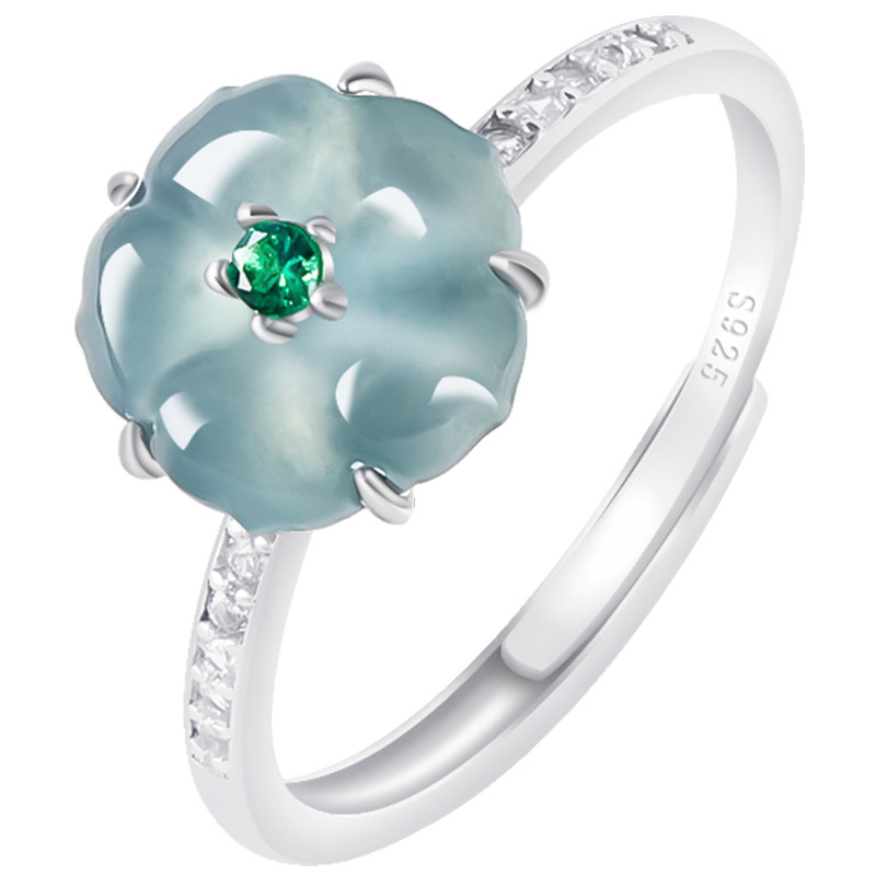 Blue Burmese Jadeite Flower Ri - Women Accessories For Gift recension och pris