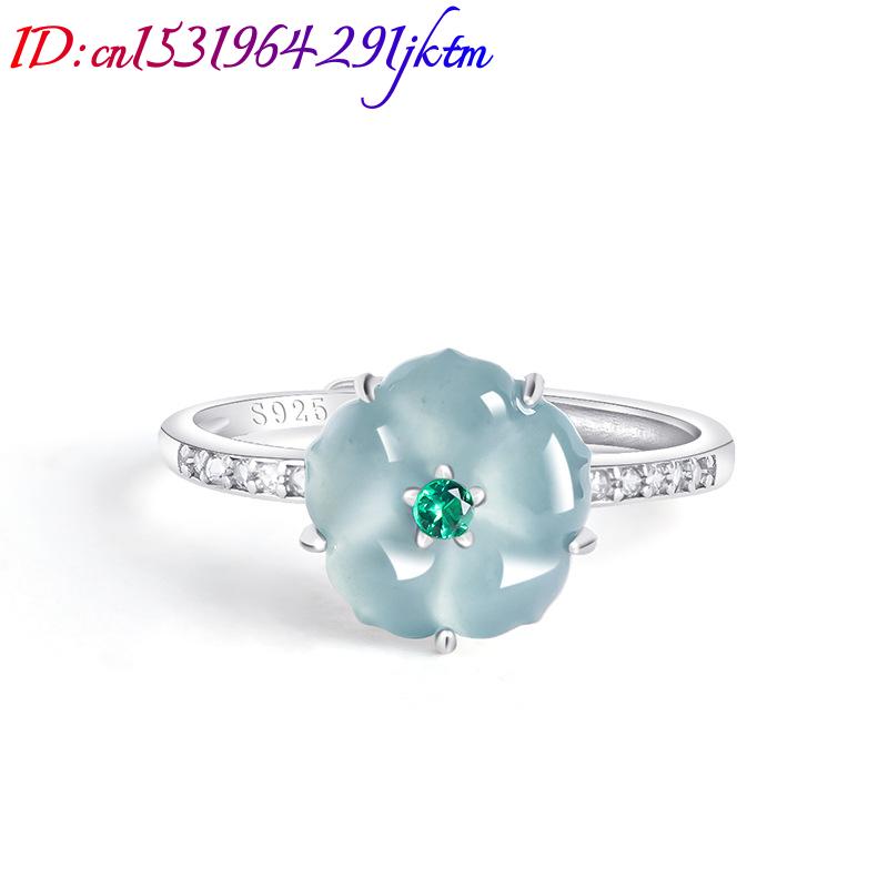 Blue Burmese Jadeite Flower Ri - Women Accessories For Gift recension och pris
