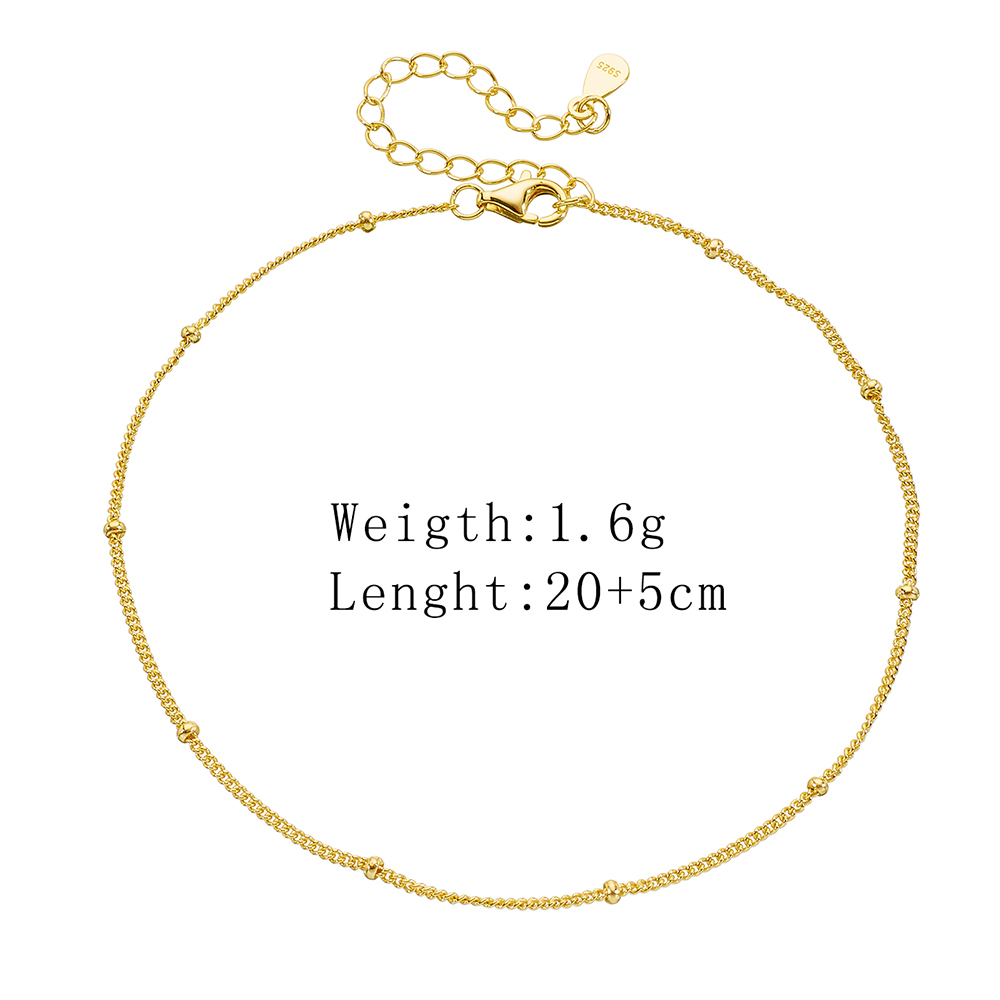 925 Sterling Silver 14K Gold R - Beaded Anklet Chain recension och pris