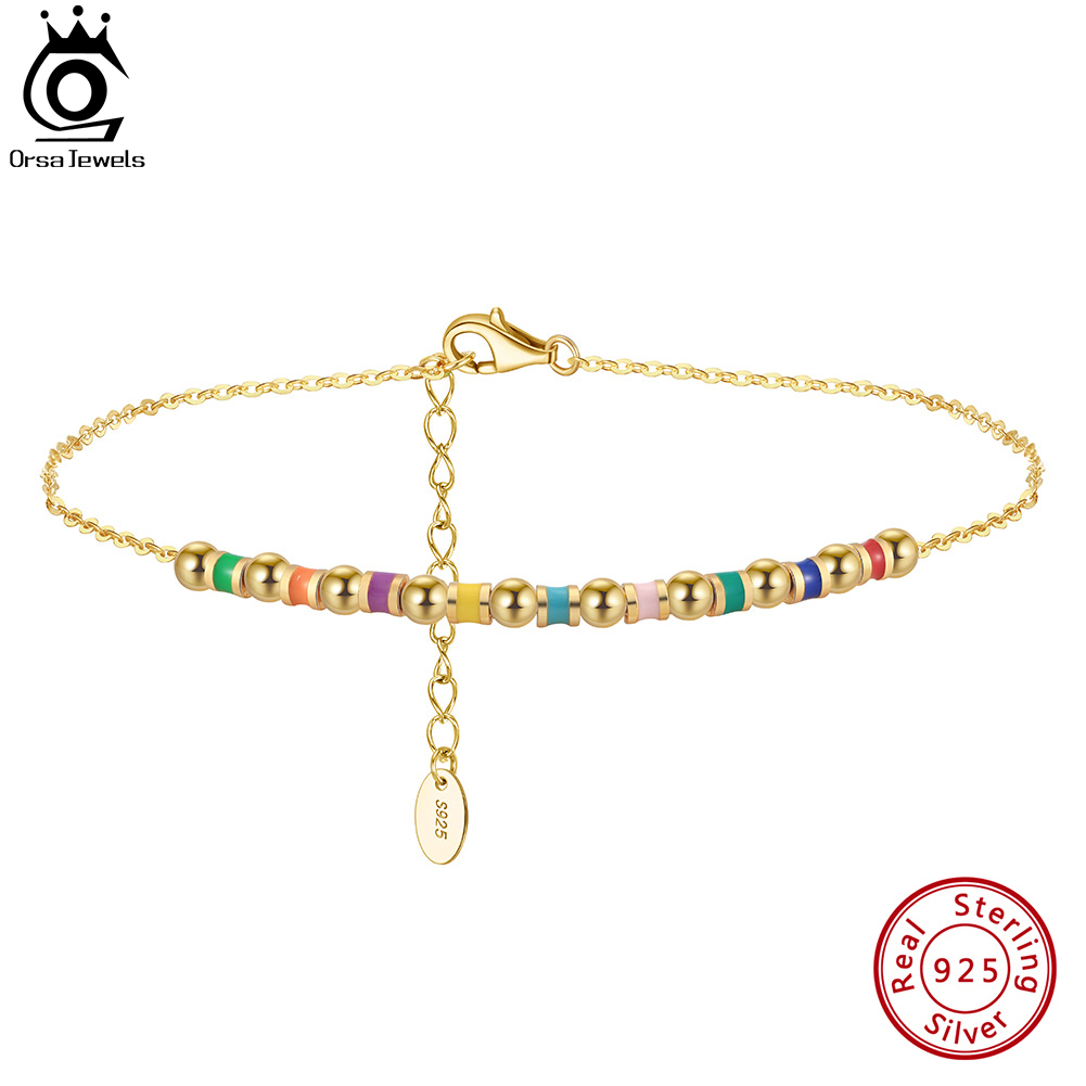 ORSA JEWELS 925 Sterling Silve - Beaded Anklet Chain recension och pris