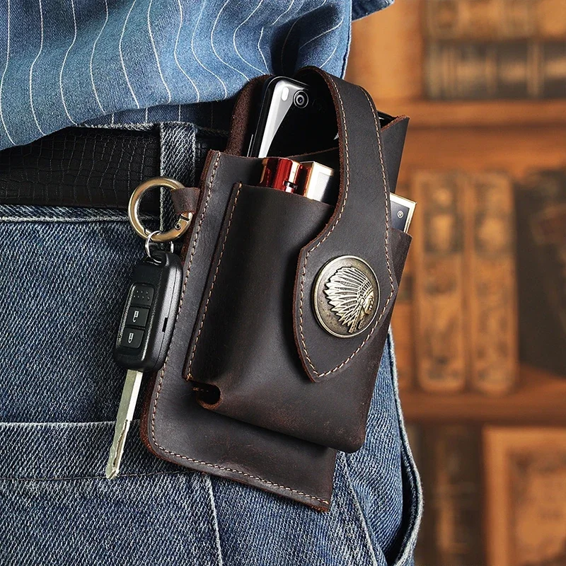 Mens Genuine Leather Waist Bag - Women Electronic Accessories recension och pris