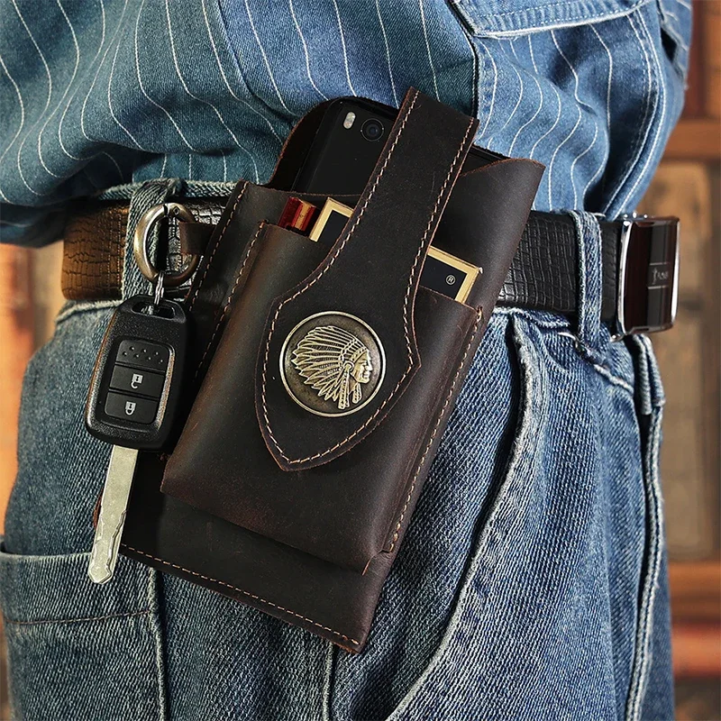 Mens Genuine Leather Waist Bag - Women Electronic Accessories recension och pris