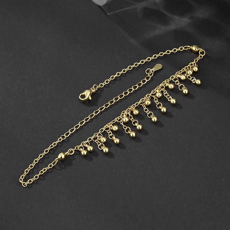 925 Sterling Silver Round Bead - Beaded Anklet Chain recension och pris