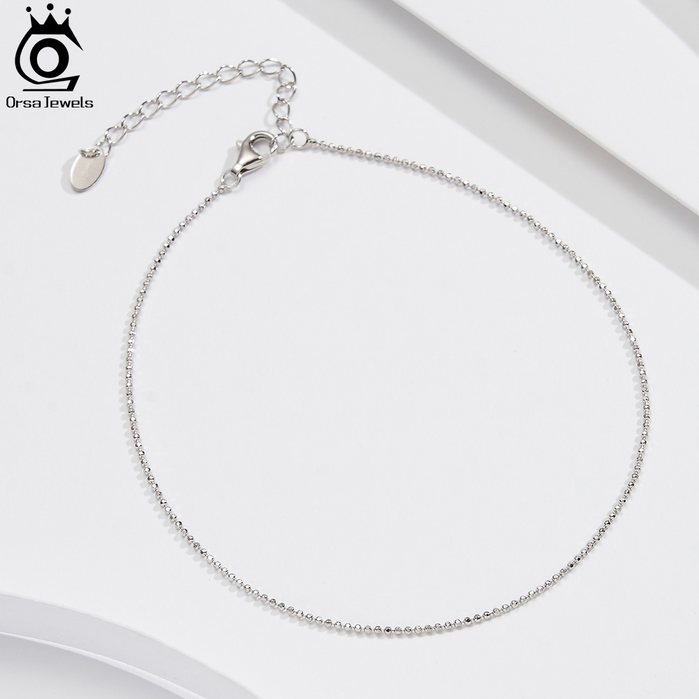 ORSA JEWELS 925 Sterling Silve - Beaded Anklet Chain recension och pris