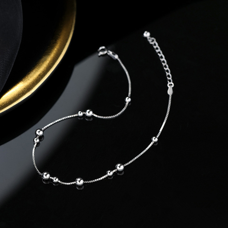 925 Sterling Silver Geometric  - Beaded Anklet Chain recension och pris